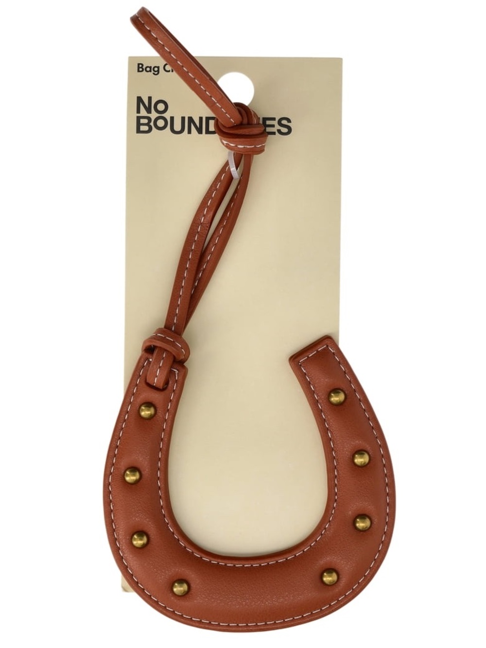 No Boundaries Women's Faux Leather Horseshoe Bag Charm, Brown